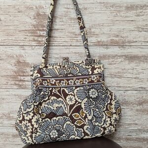Vera Bradley, Slate Blooms, Blue and Brown Floral Shoulder Bag